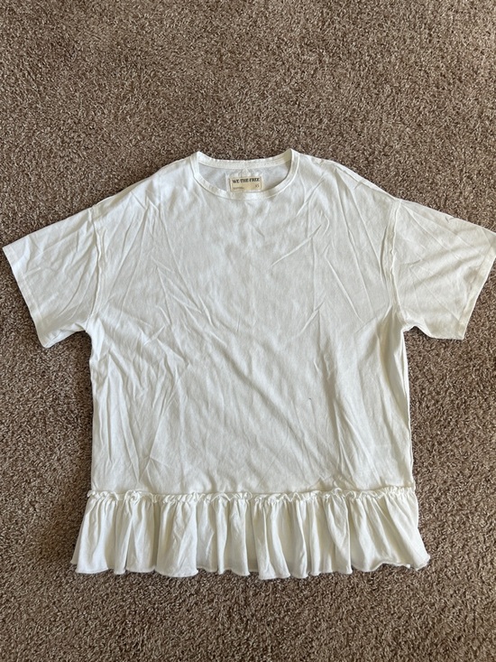 We The Free Tops - We The Free Ivory Ruffle-Hem Short Sleeve Tee